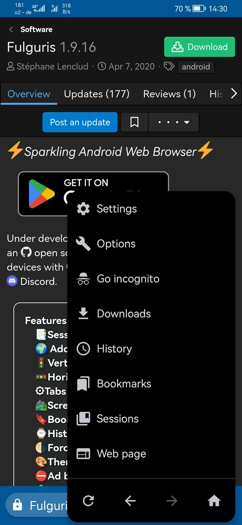 Fulguris Web Browser Screenshot 2