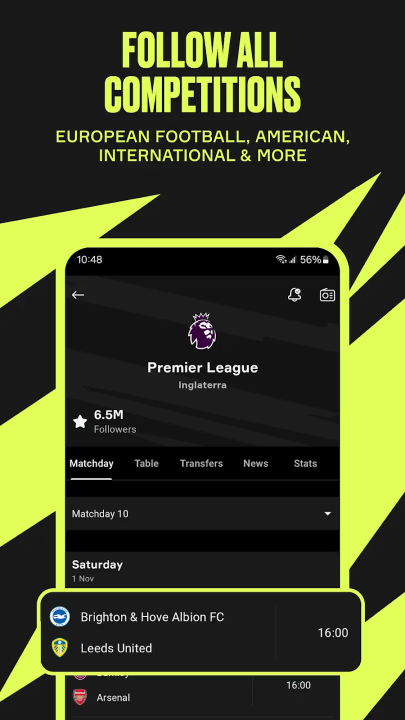 Tangkapan Layar Skor Sepak Bola OneFootball 2