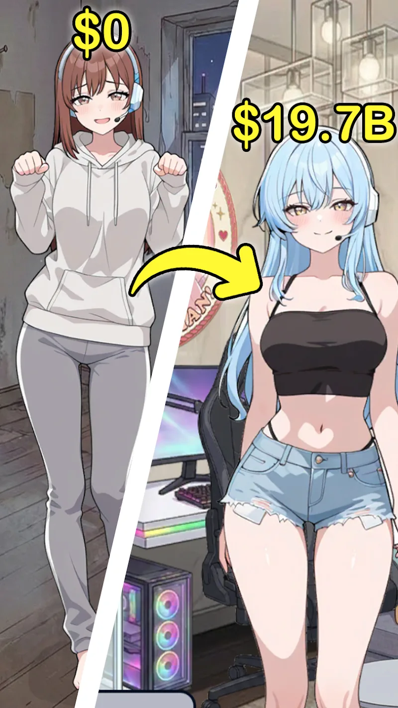 Anime Streamer Clicker 게임플레이 미리보기 5