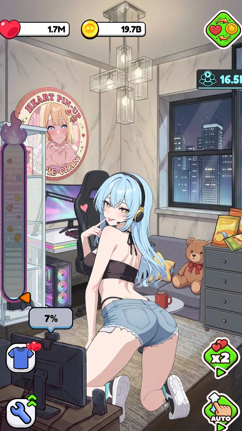 Anime Streamer Clicker 게임플레이 미리보기 1