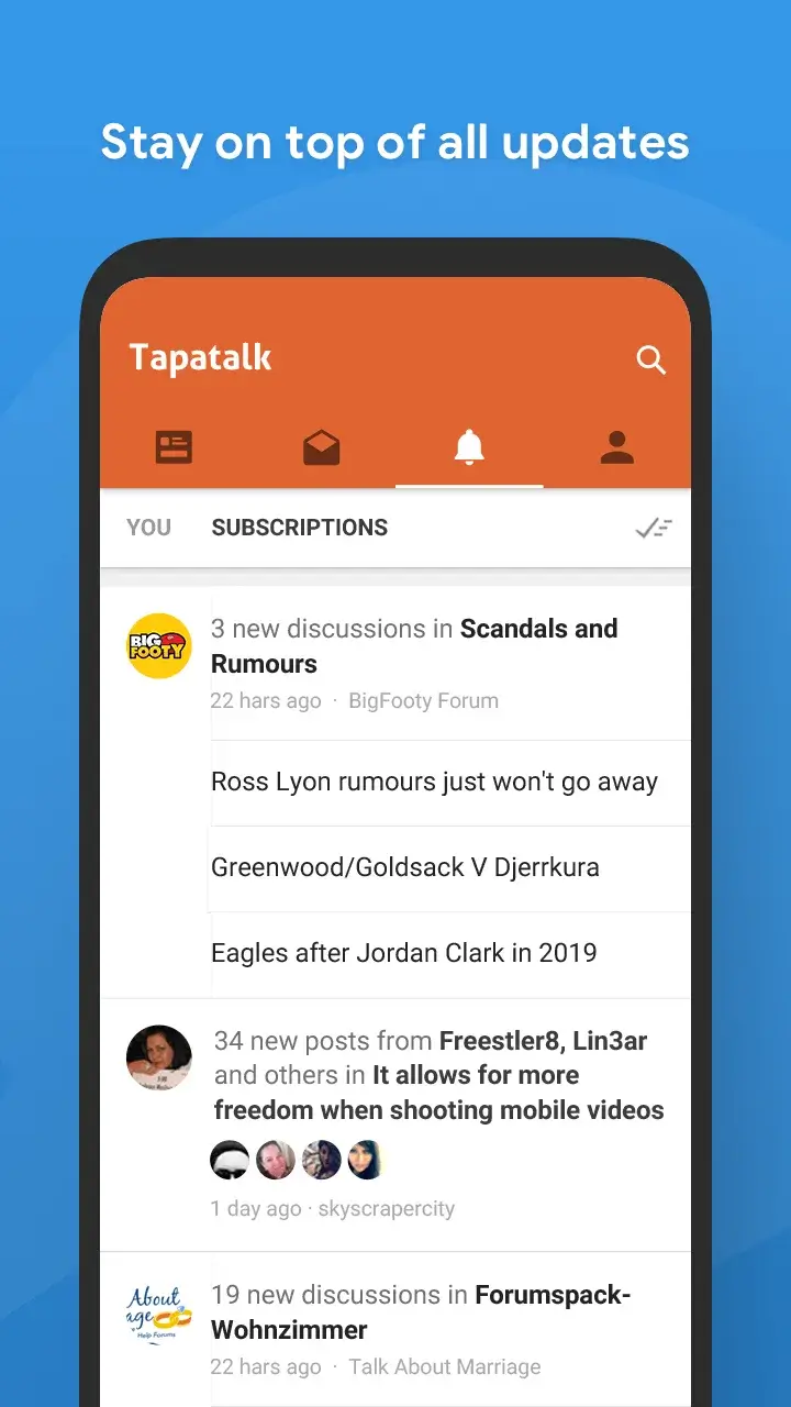 Captura de pantalla de la aplicación Tapatalk 5