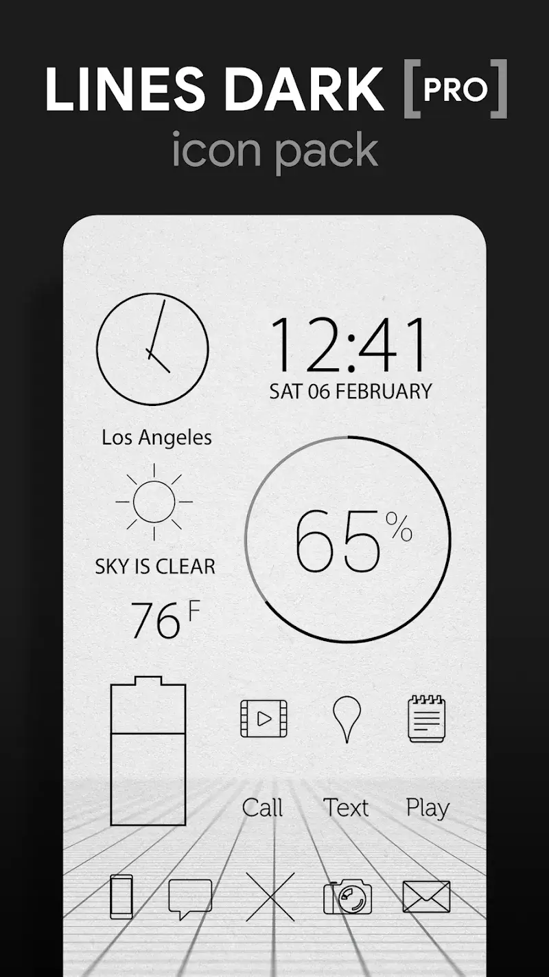 Lines Dark Pro - Icon Pack capture d'écran 1