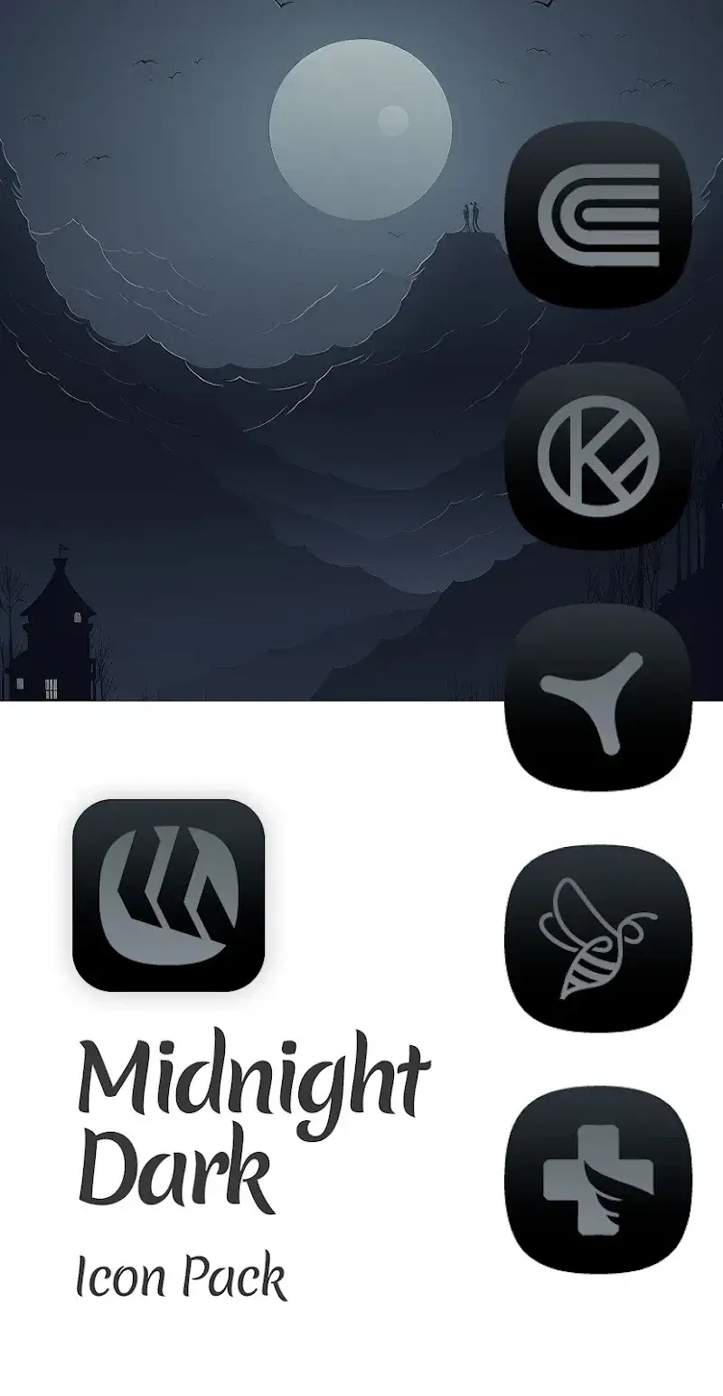 Midnight Dark Icon Pack önizleme 1