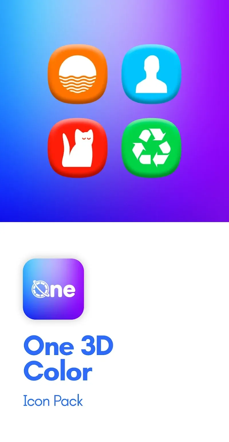 ภาพตัวอย่างสกรีนช็อต One 3D Color Icon Pack 1