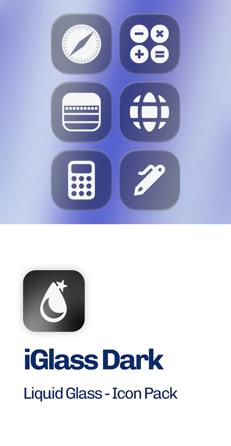 iGlass Dark OS 26 Icon Pack - 스크린샷 1