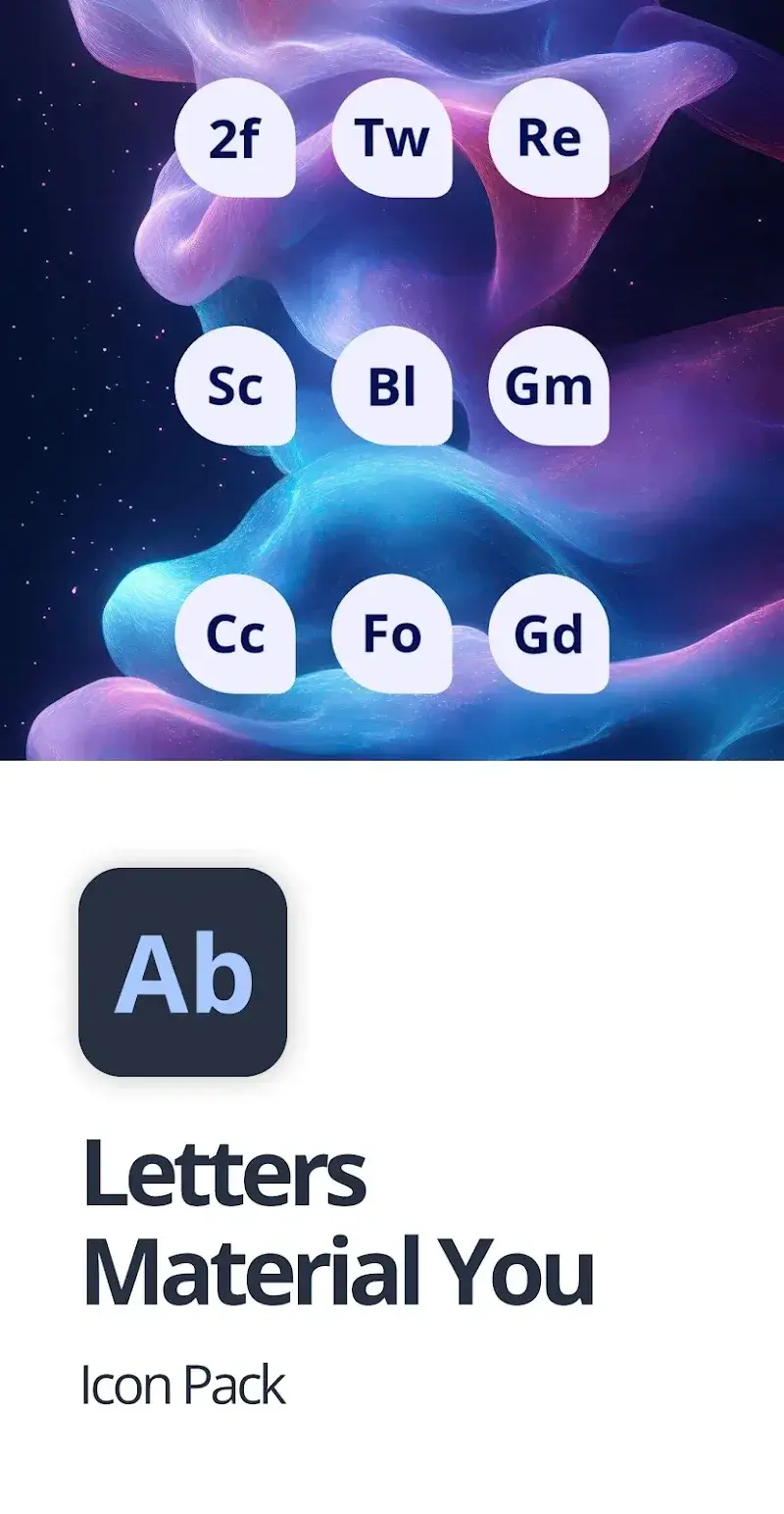 Letters Material You Icon Pack tangkapan layar pratinjau 1