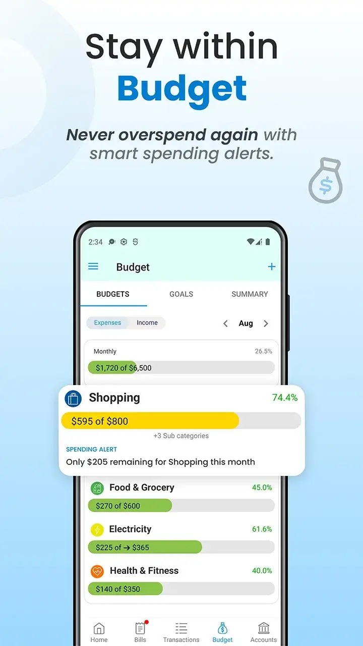 Bill Payment Organizer, Budget captura 4
