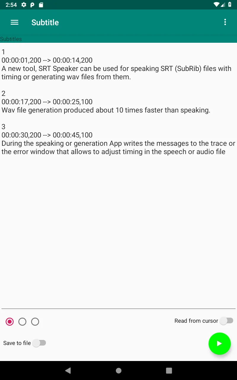 Aperçu de l'application SRT Speaker 6