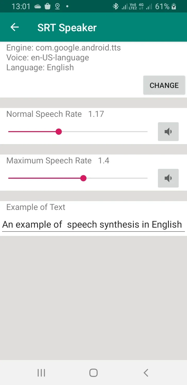 Aperçu de l'application SRT Speaker 5