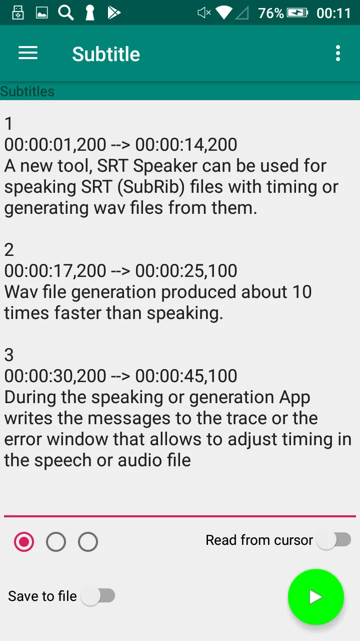 Aperçu de l'application SRT Speaker 1
