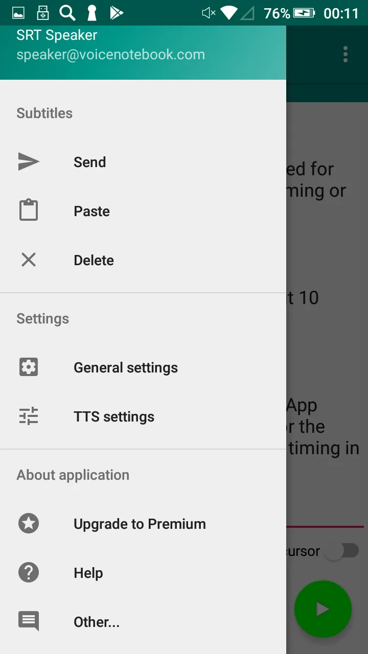 Aperçu de l'application SRT Speaker 2