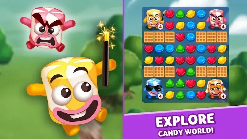 Lollipop & Marshmallow Match3 captura de pantalla 1