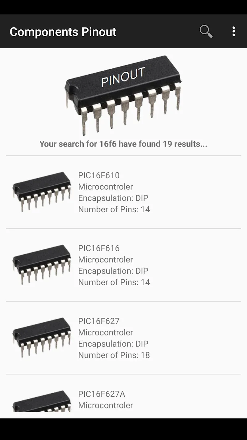 ภาพหน้าจอ Electronic Component Pinouts 2
