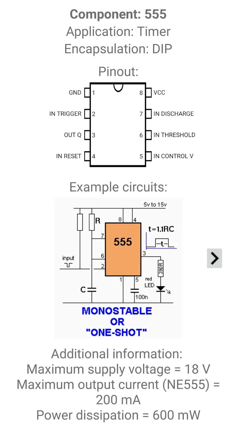ภาพหน้าจอ Electronic Component Pinouts 5