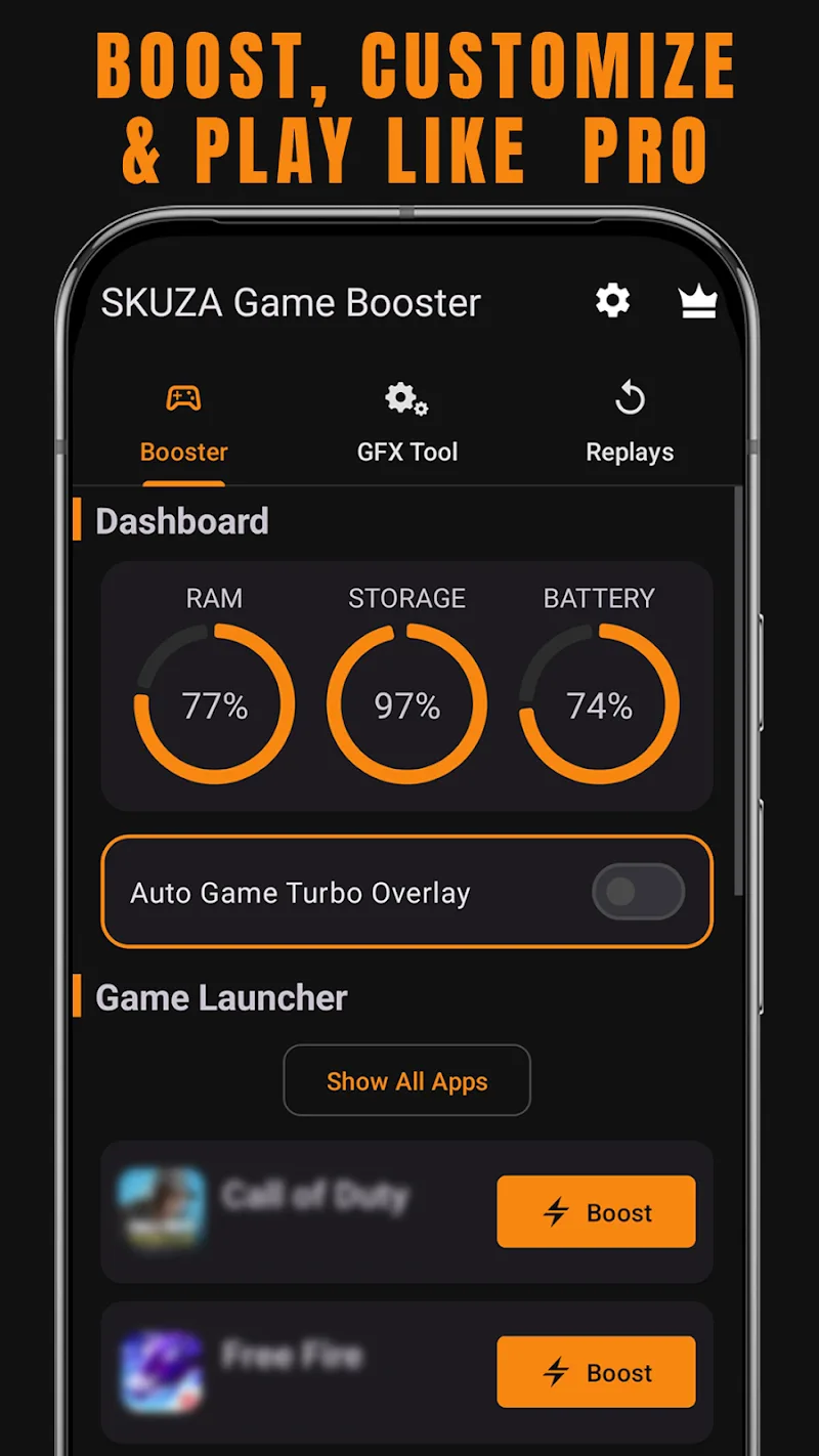 Cuplikan Layar SKUZA Game Booster & GFX Tool 1