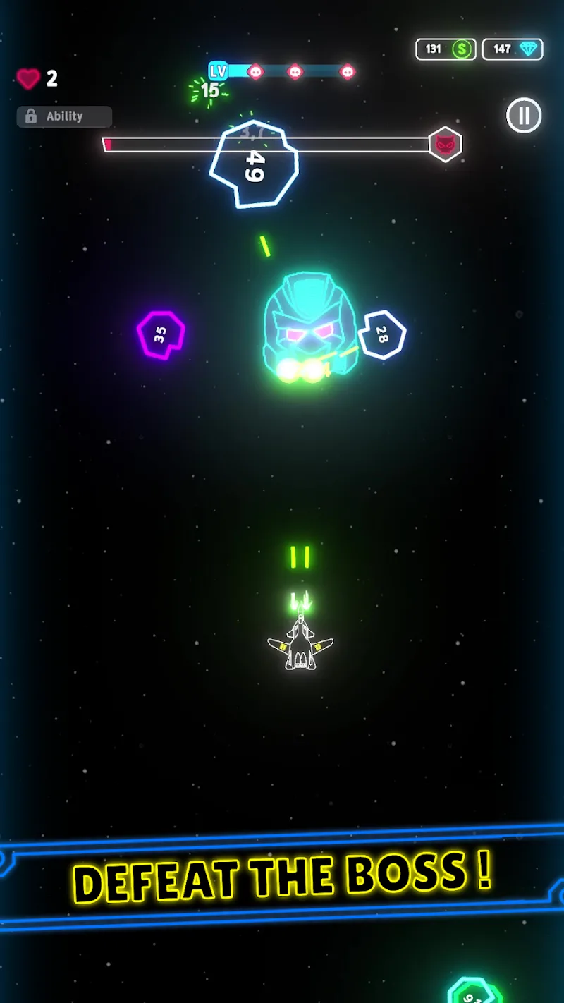 Captura de pantalla del gameplay de Neon Wings 4