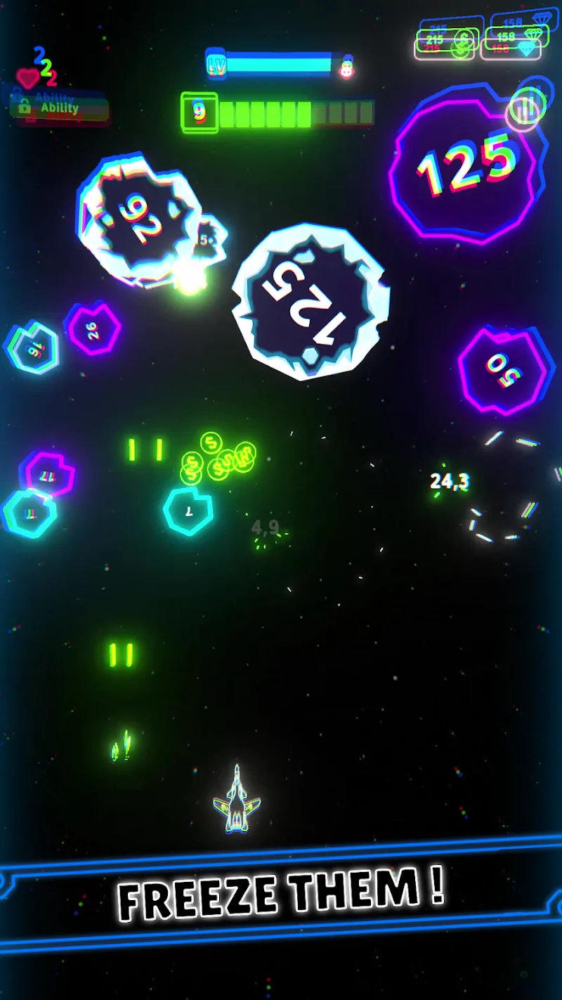 Captura de pantalla del gameplay de Neon Wings 3