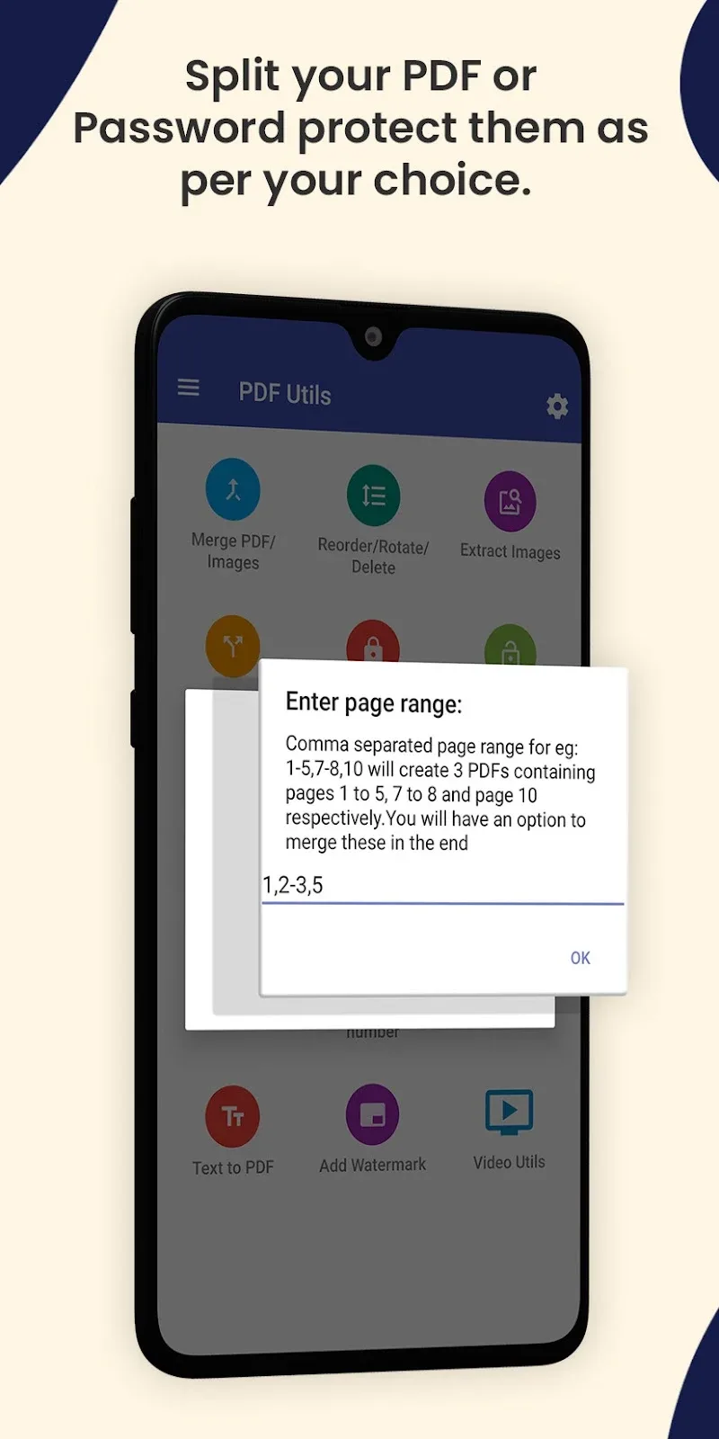 Funzionalità del menu principale di PDF Utils