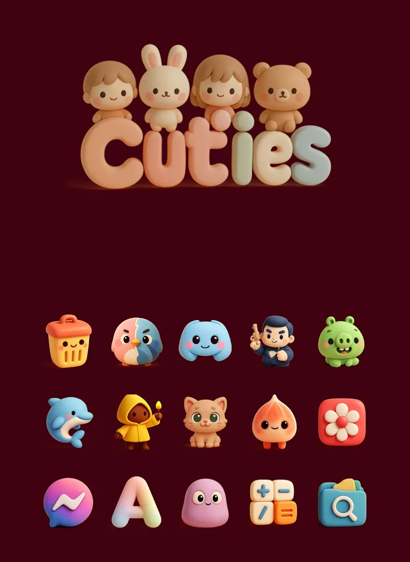 Tangkapan layar pratinjau Cuties - Icon Pack 2