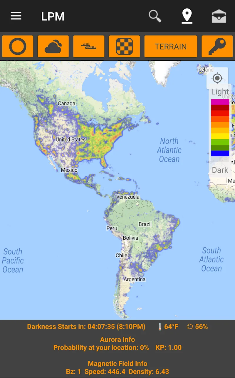 Tangkapan layar Light Pollution Map - Dark Sky 1
