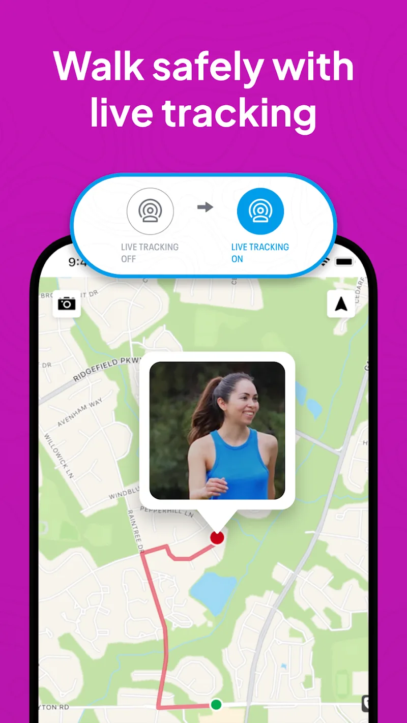 Pratinjau dalam aplikasi Map My Walk 2