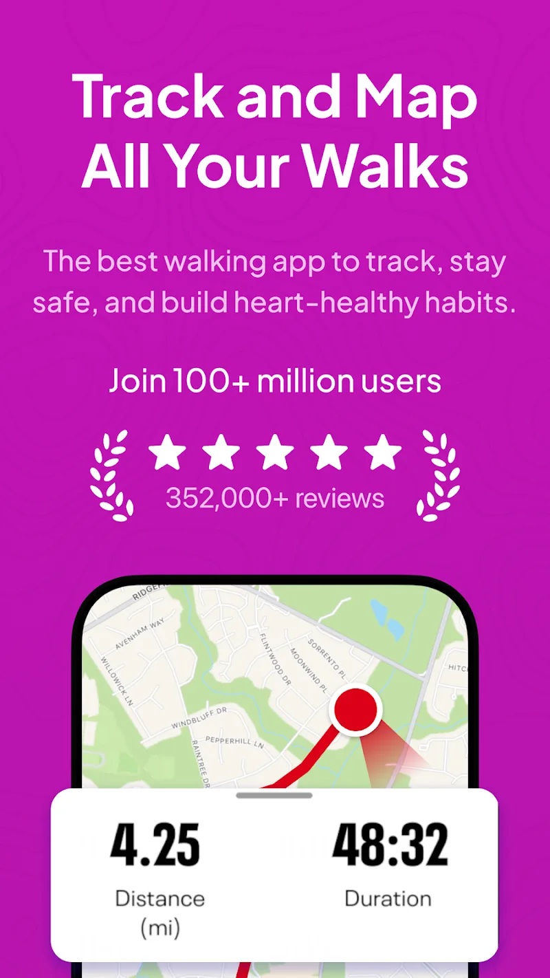 Pratinjau dalam aplikasi Map My Walk 1