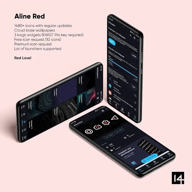 Aline Red: linear icon pack screenshot 2