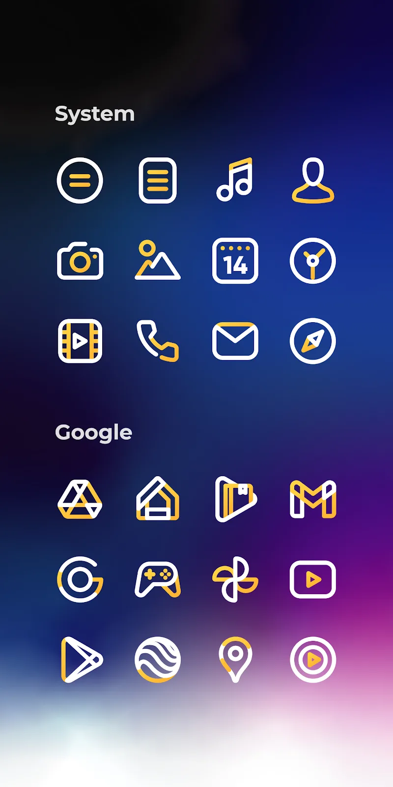 Captura 4: Visualização do Aline Yellow Linear Icon Pack