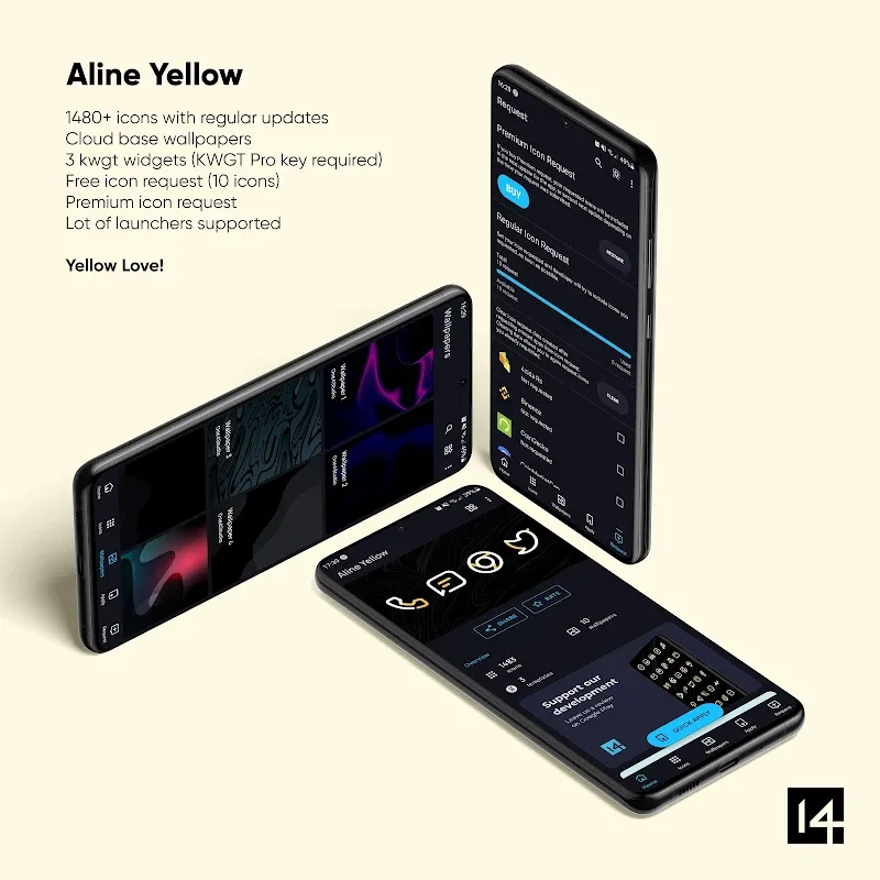 Imagem 2: Exibição do Aline Yellow Linear Icon Pack
