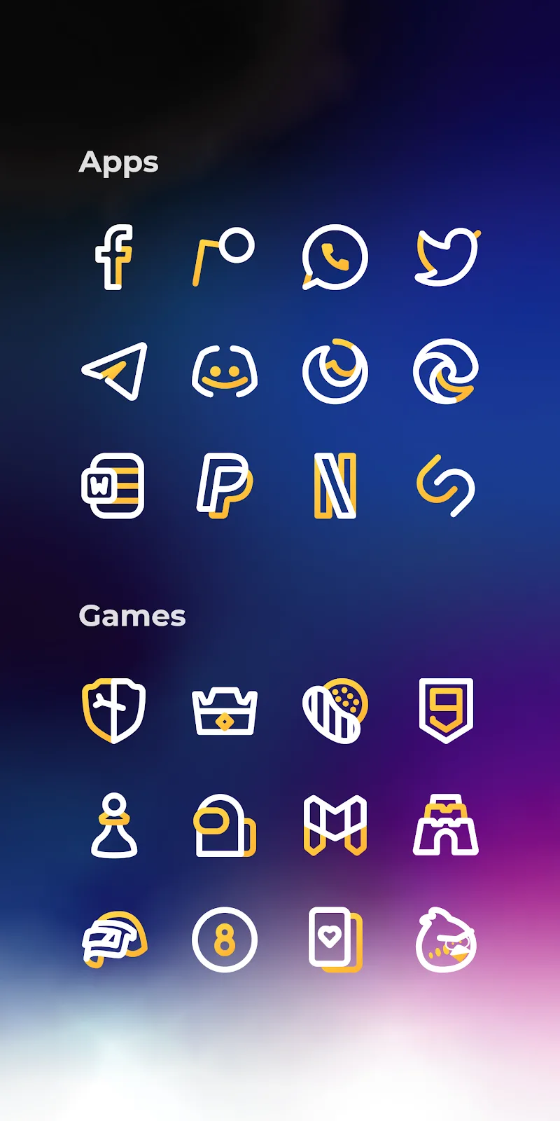 Tela 5 do Aline Yellow Linear Icon Pack