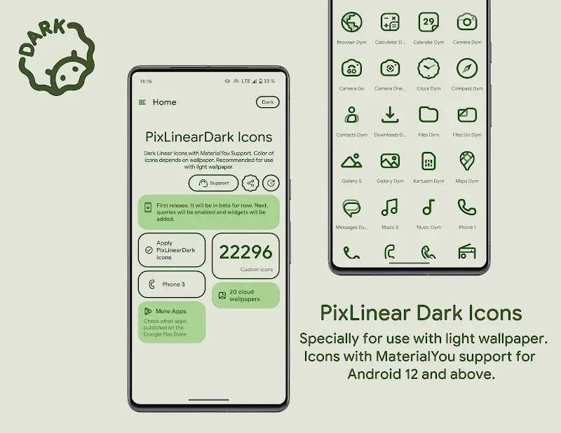 PixLinear Dark Icon Pack screenshot 1