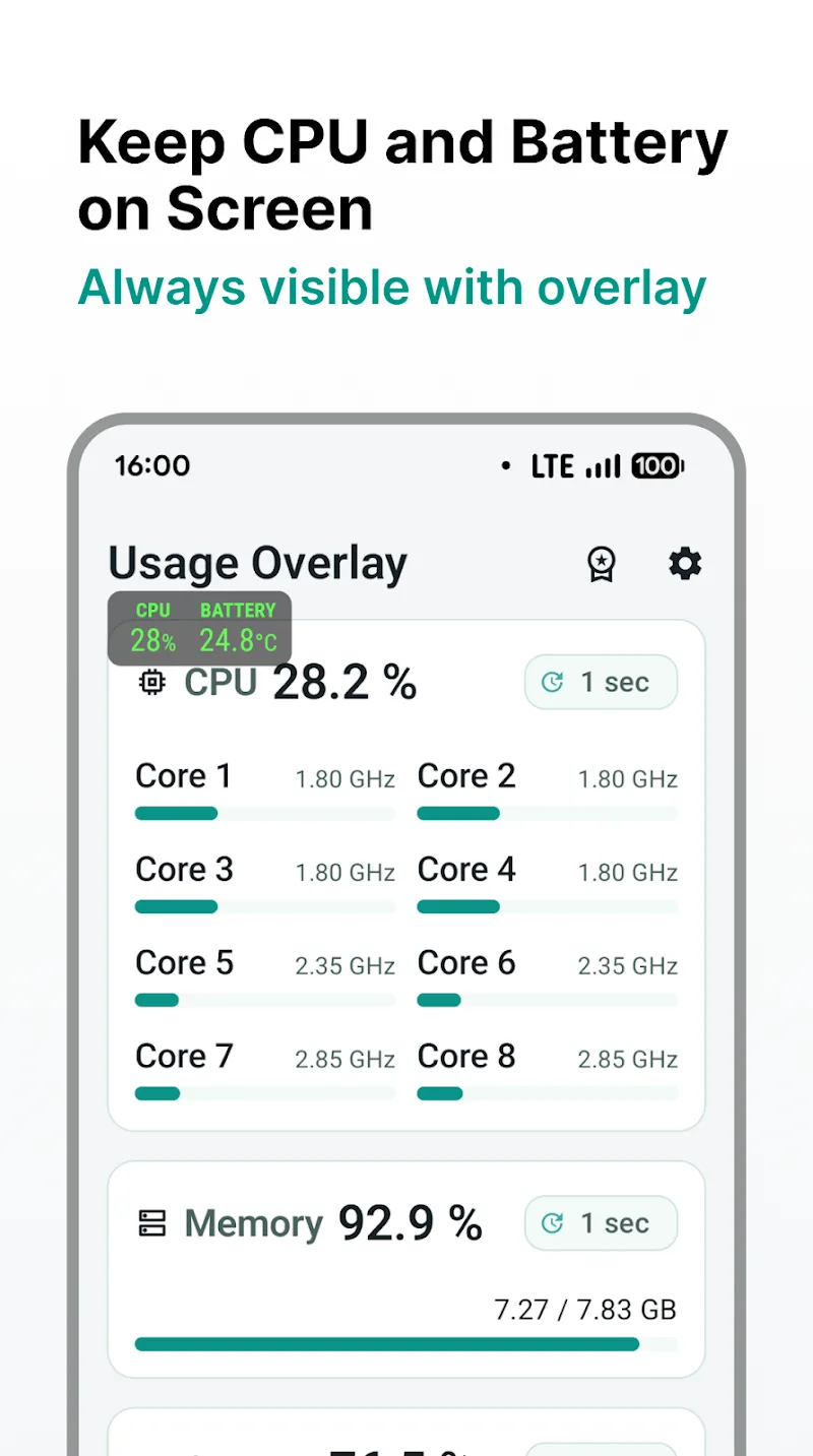 Capture d'écran d'Overlay Monitor CPU/Battery 1