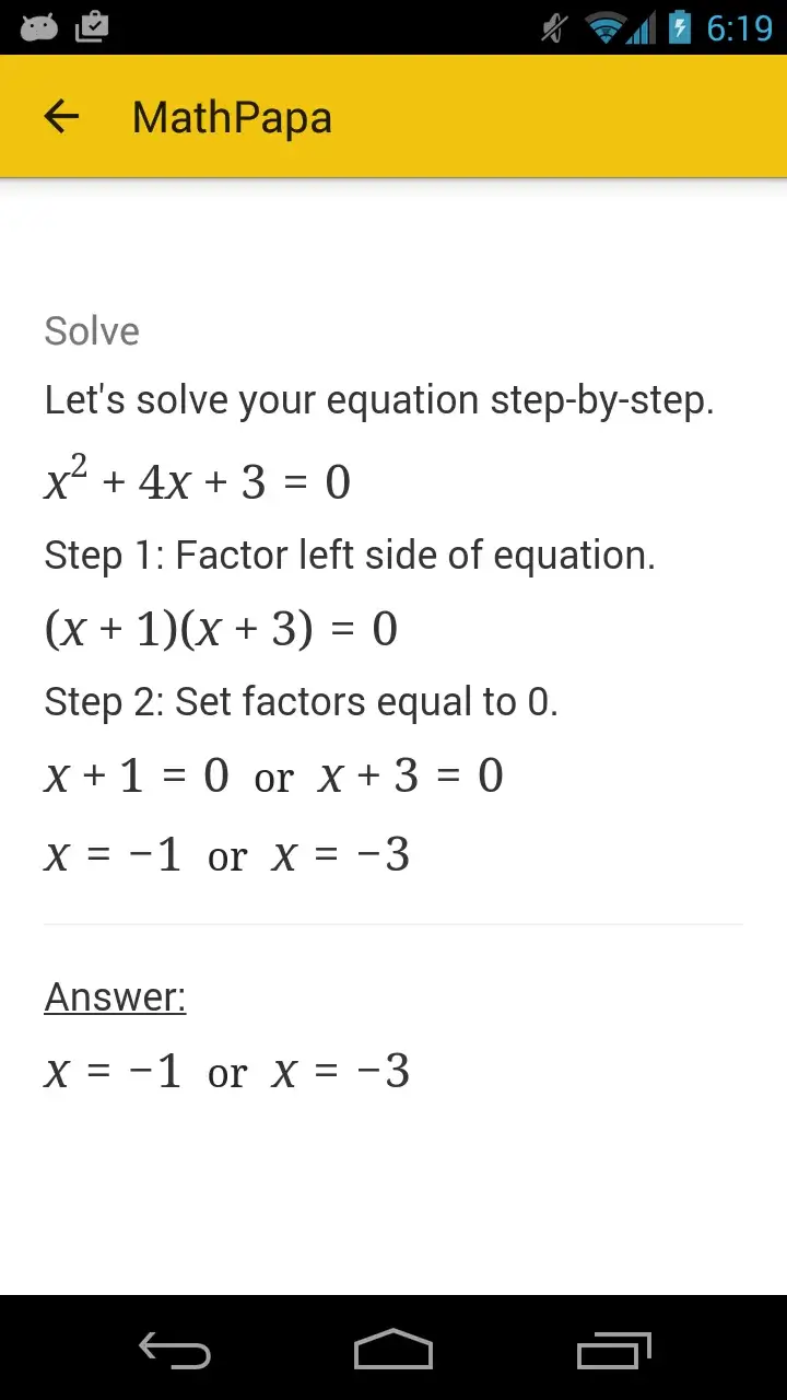 Tangkapan layar MathPapa 4