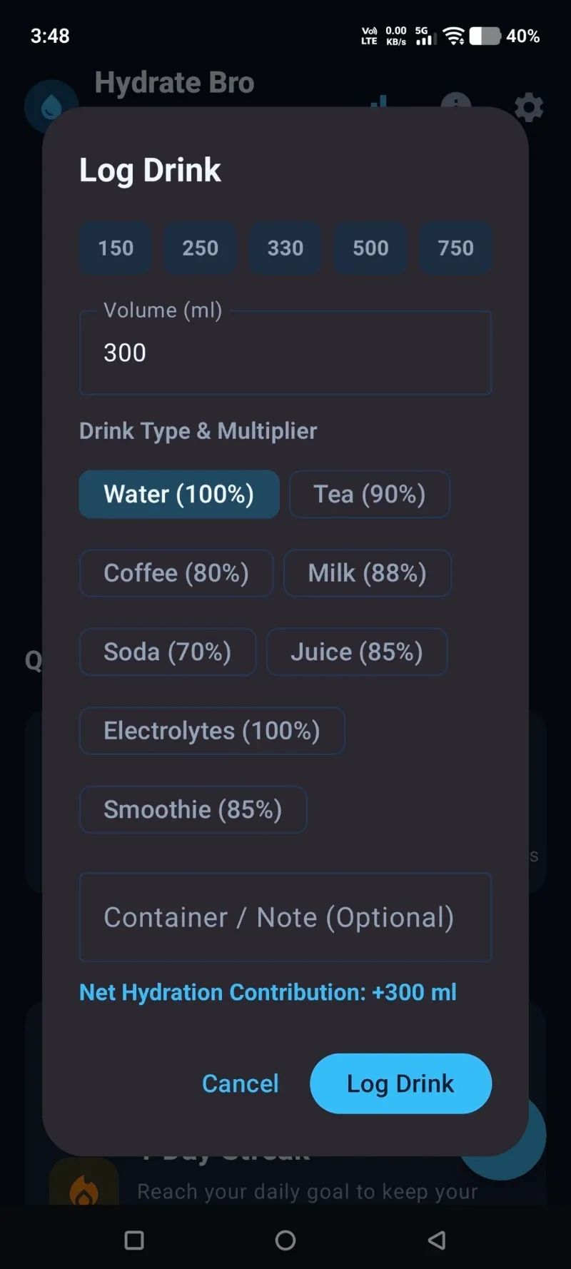 Première capture d'écran de Hydrate Bro