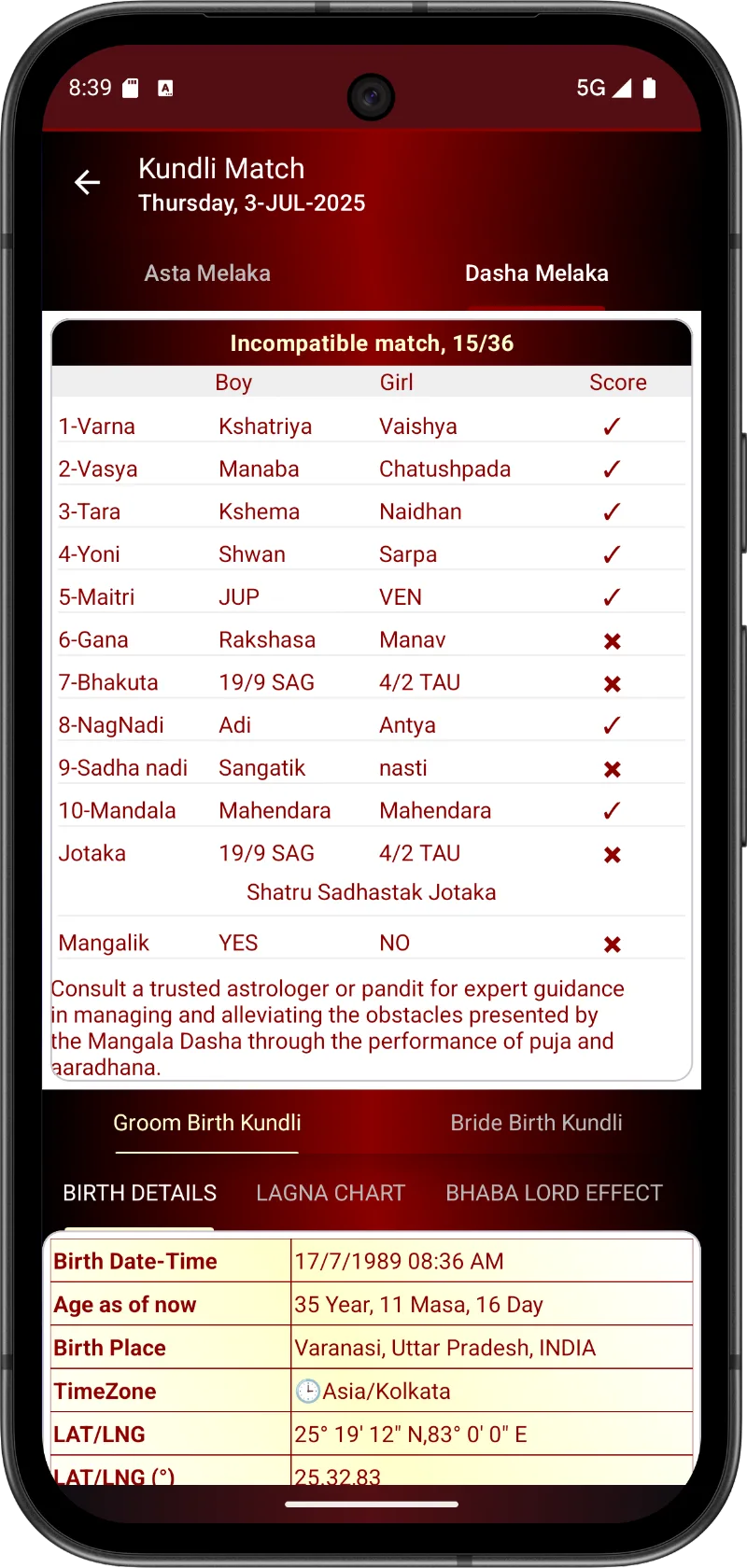 Vista previa 5 de la app Astrology & Panchanga Calendar