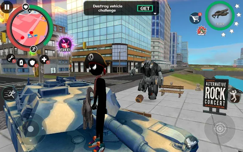 ภาพหน้าจอเกมเพลย์ Stickman Rope Hero 2 MOD APK 6
