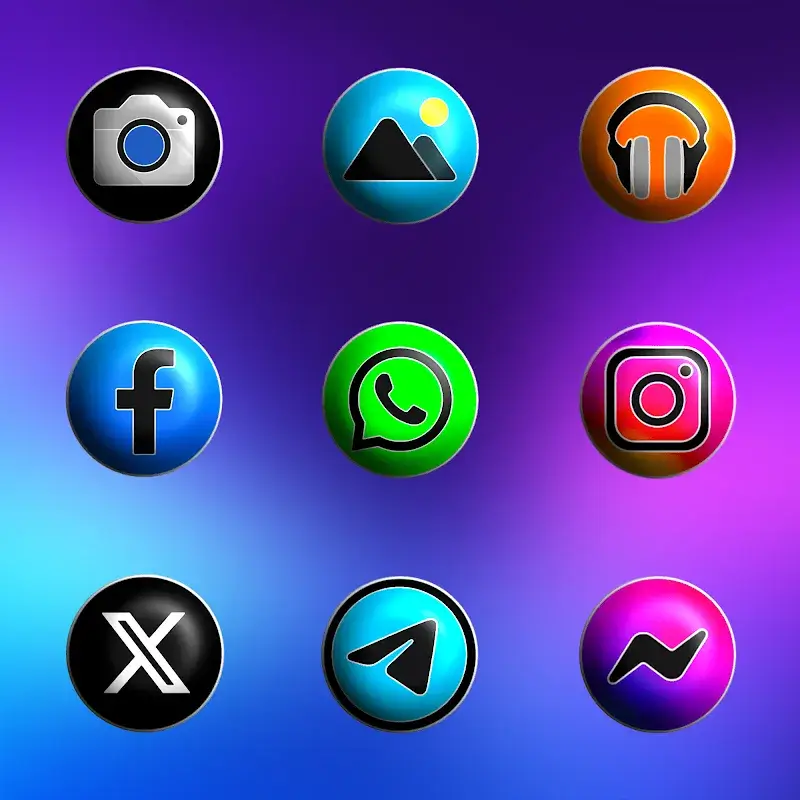 Captura de tela 3 do Pixly Fluo 3D - Icon Pack