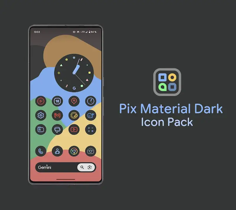 Screenshot 1 di Pix Material Dark Icon Pack