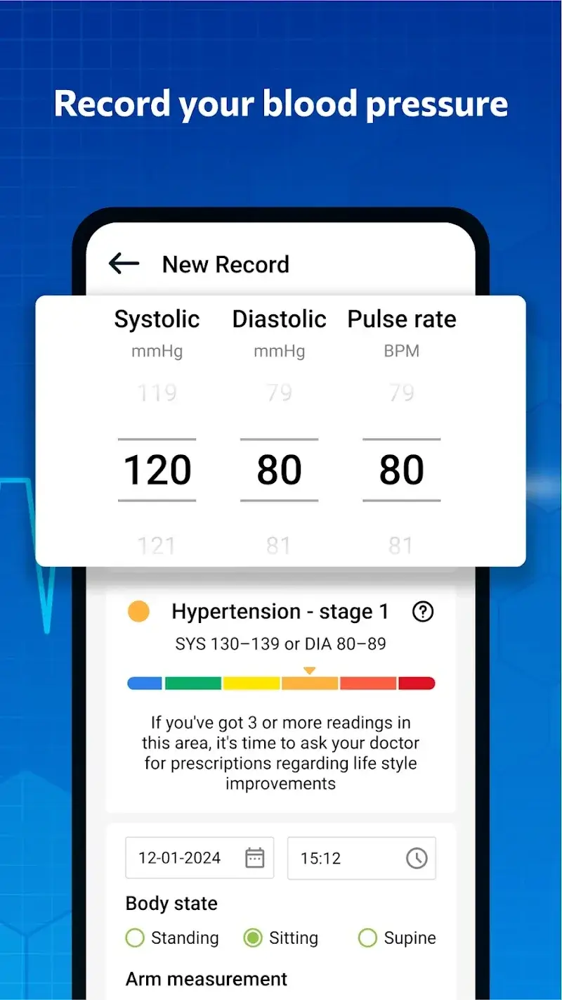 ภาพหน้าจอแอป Blood pressure – Blood Sugar 1