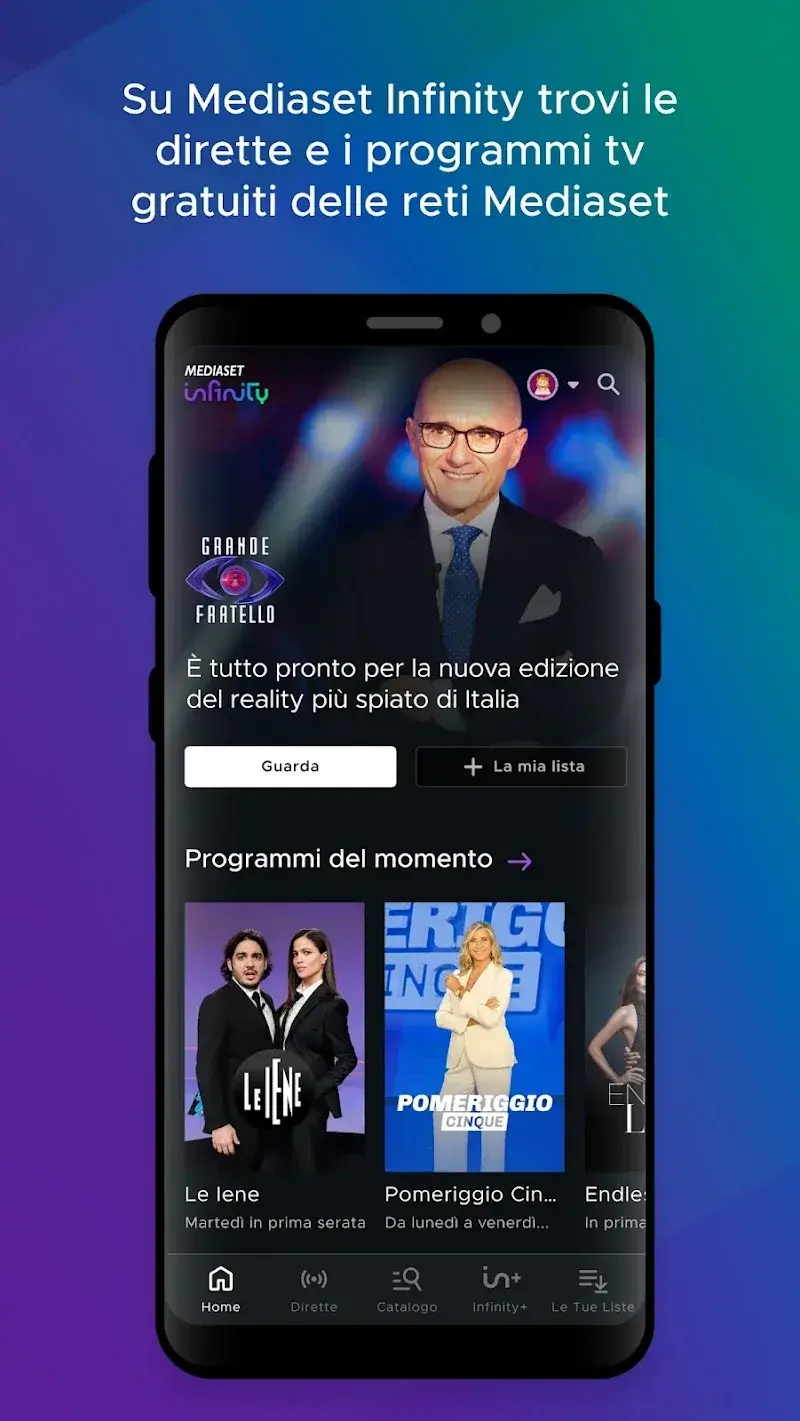 Tangkapan layar Mediaset Infinity 1