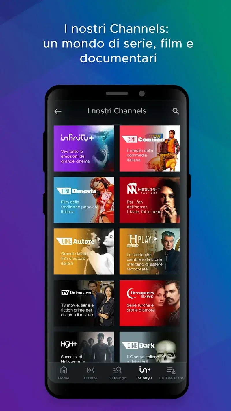 Tangkapan layar Mediaset Infinity 5