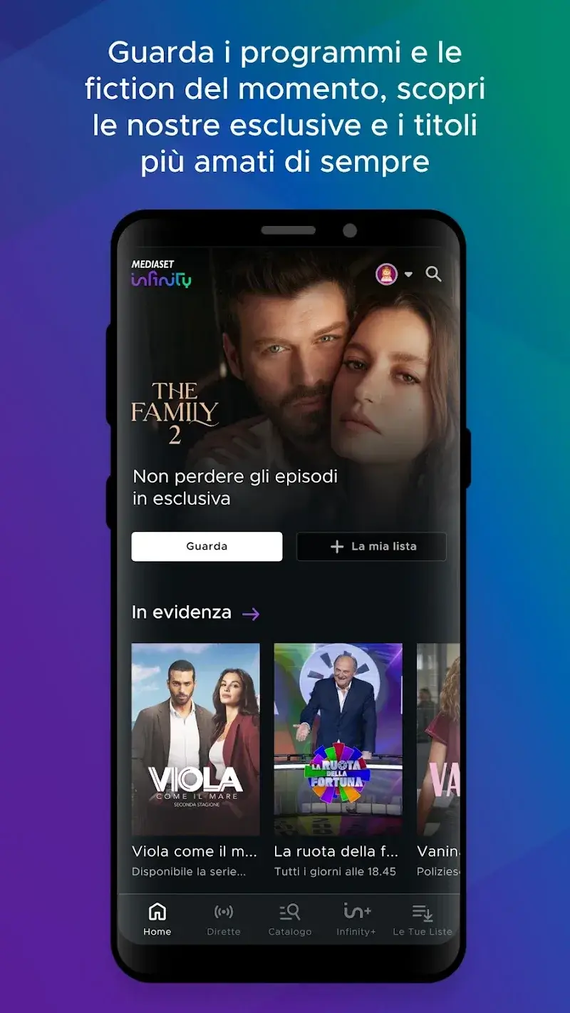 Tangkapan layar Mediaset  Infinity 2