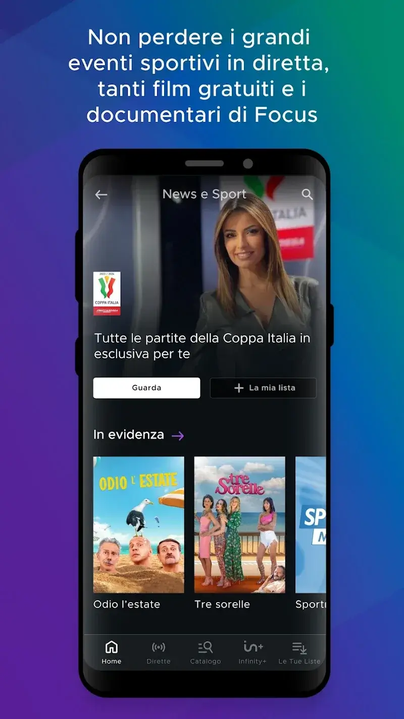 Tangkapan layar Mediaset Infinity 3