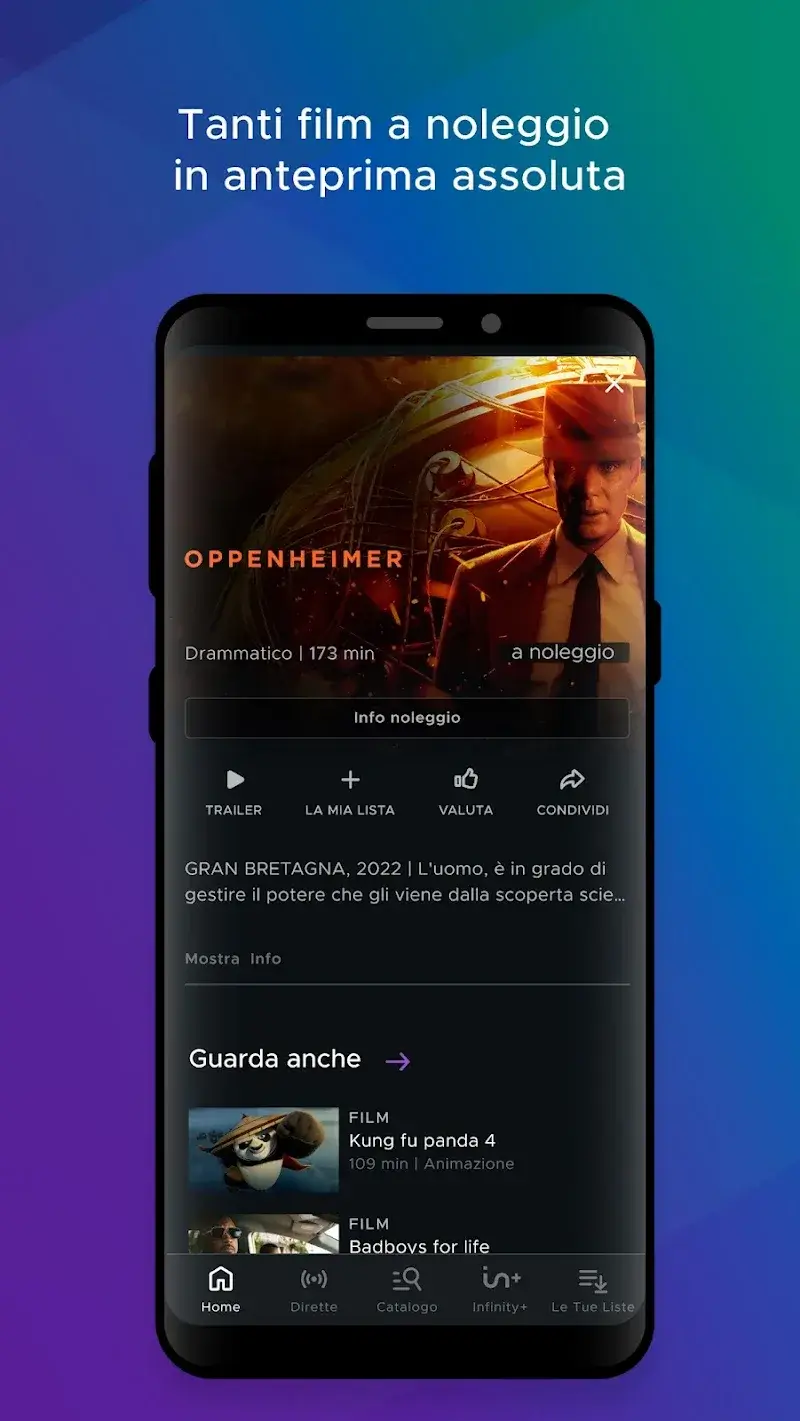 Tangkapan layar Mediaset Infinity 6