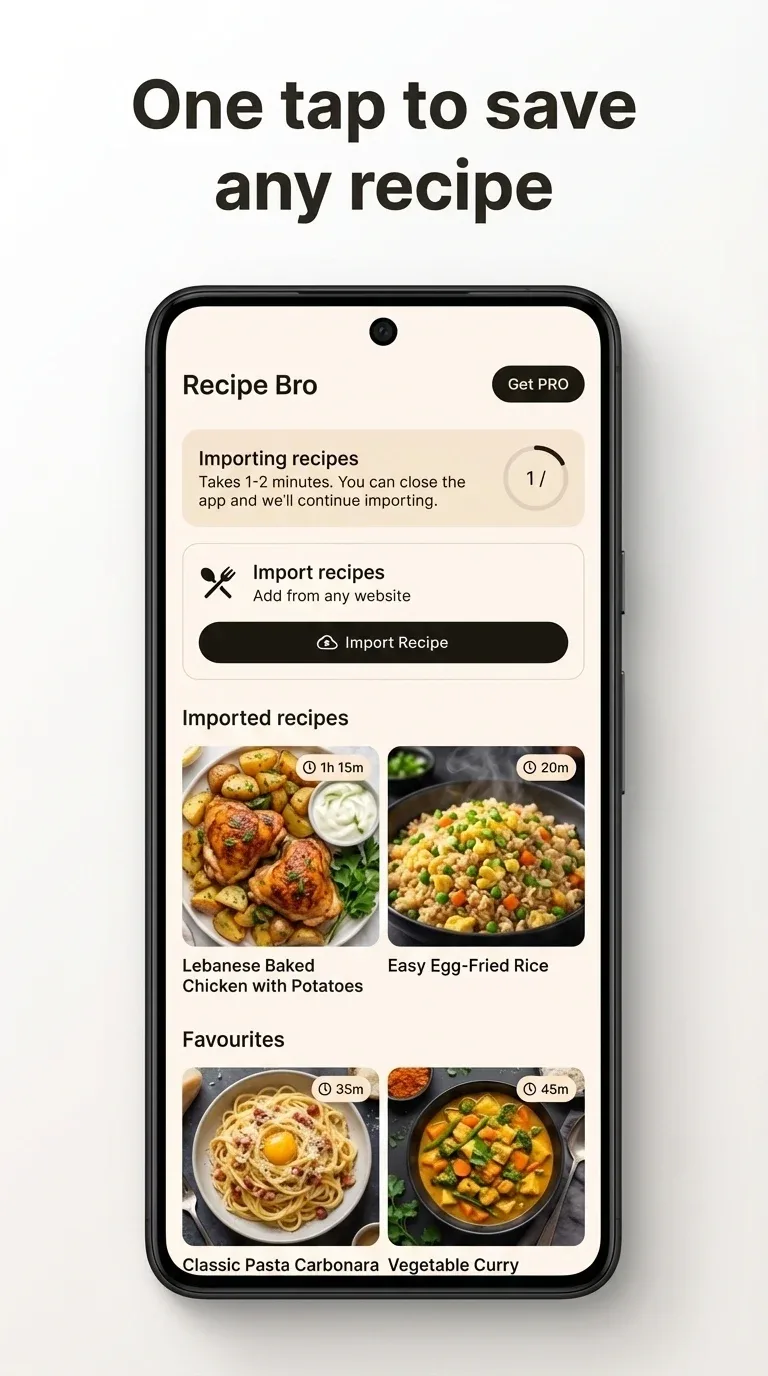 Tangkapan layar aplikasi RecipeBro 2