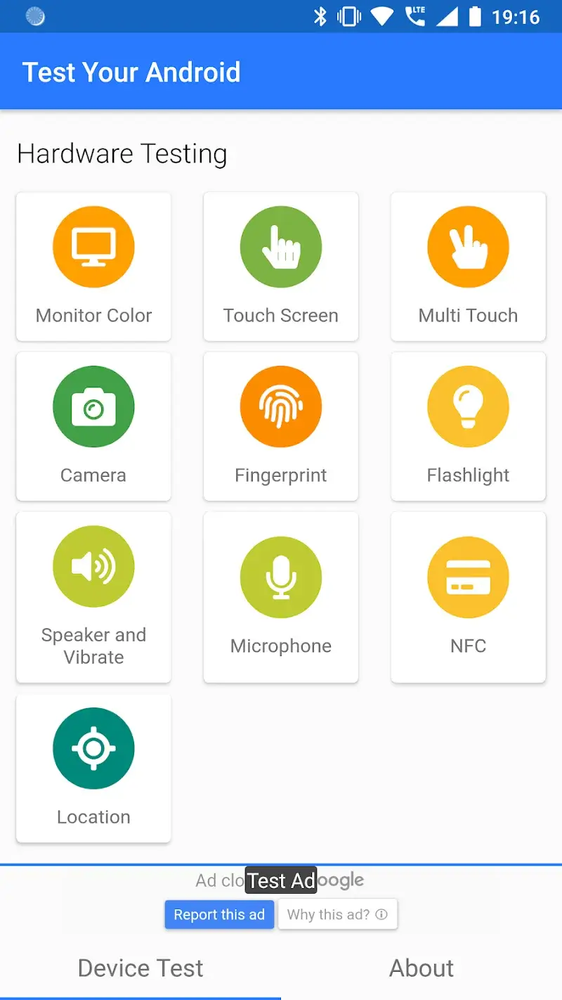 Test Your Android - Screenshot 2 Displayed