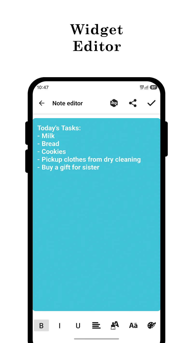 A Simple Sticky Note + Widget app preview 3