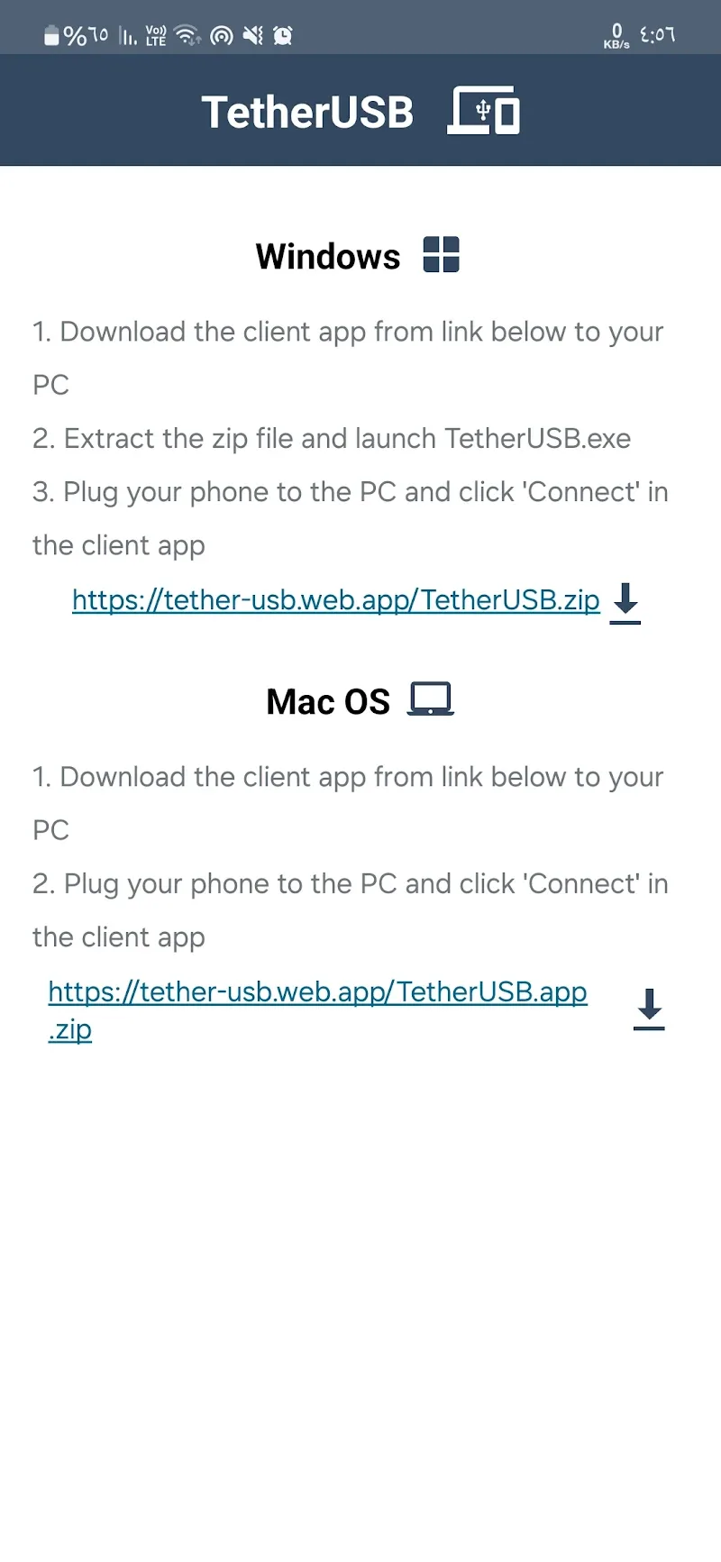 TetherUSB screenshot 1