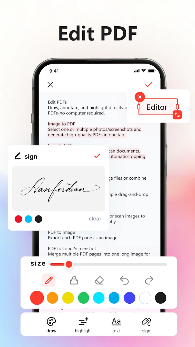 Tangkapan layar MobilePDF Editor 1