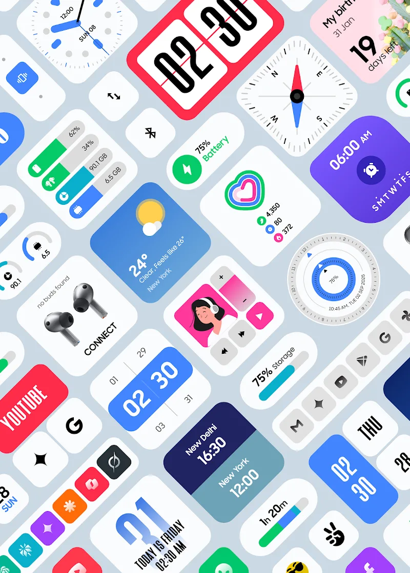 Pratinjau antarmuka Galaxy Widgets: One UI 2